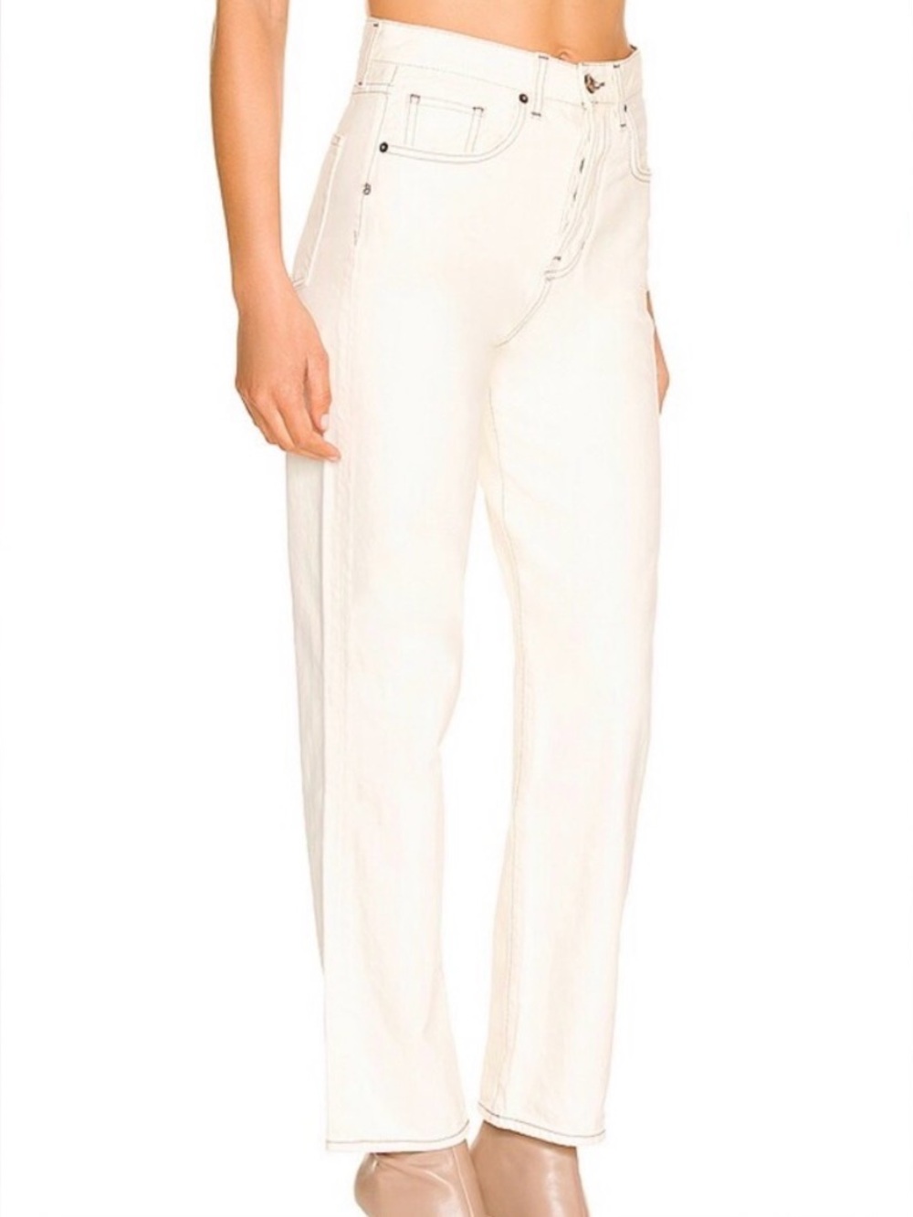 Veronica Beard Blake classic straightHigh-Rise Jeans in cream sz 10